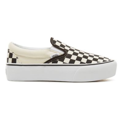 Vans Checkerboard Classic Slip-On Platform - Kadın Slip-On Ayakkabı (Siyah Beyaz)